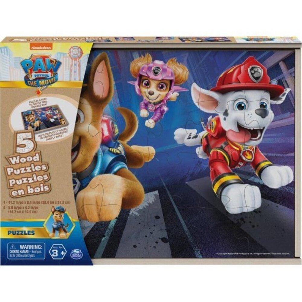 PAW Patrol: The Movie 5-Pack of Wood Jigsaw‎ Puzzles for Kids 3 and up